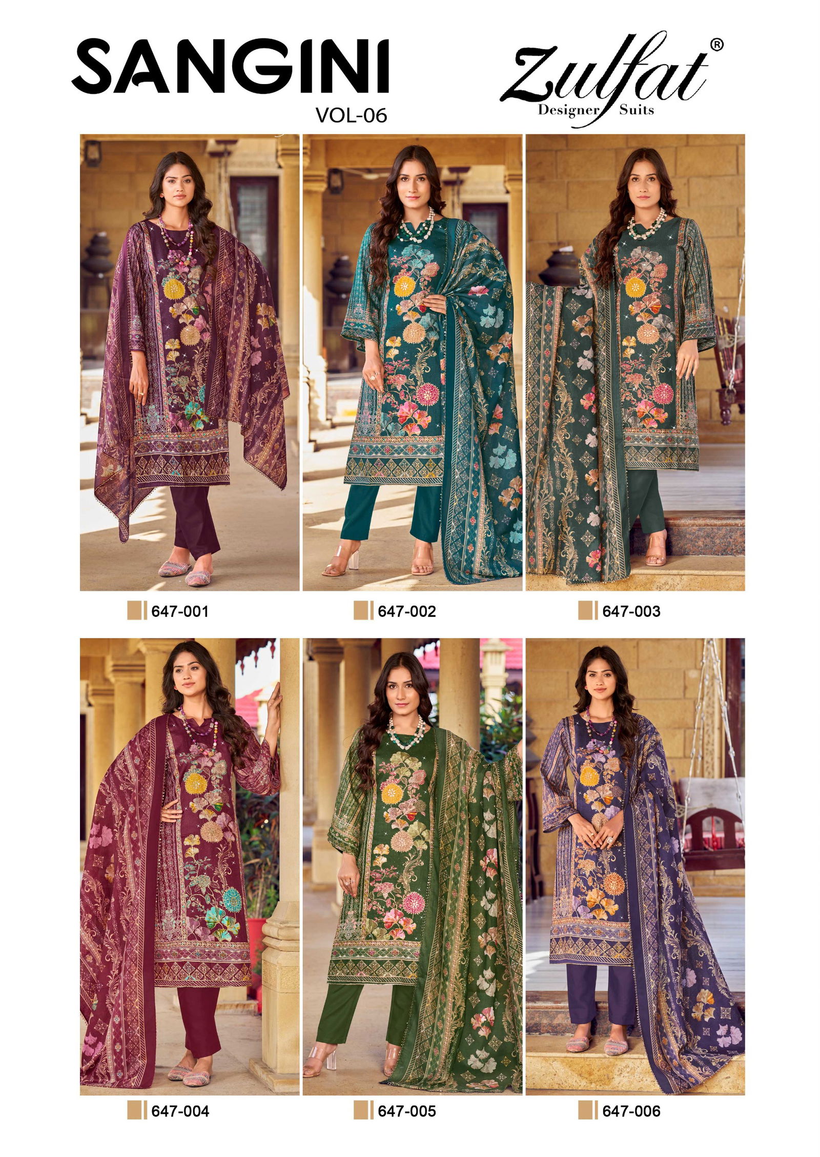 Sangini Vol 6 By Zulfat Printed Jam Cotton Dress Material Exporters In India